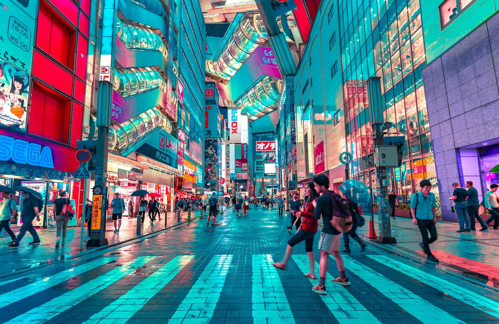 Neon street in Tokyo at night